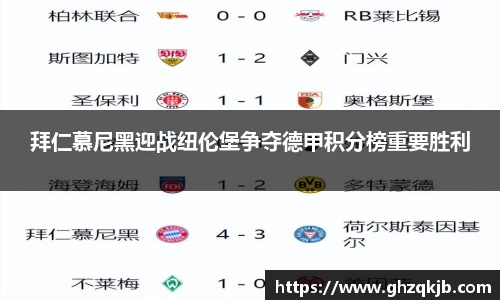 拜仁慕尼黑迎战纽伦堡争夺德甲积分榜重要胜利